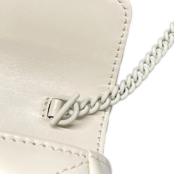 Auth GUCCI GG Marmont Quilted Leather Super Mini Bag 476433 Cream Lambskin - Picture 12 of 16